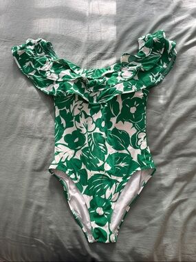 kate spade Green and White Floral One-Piece Swimsuit